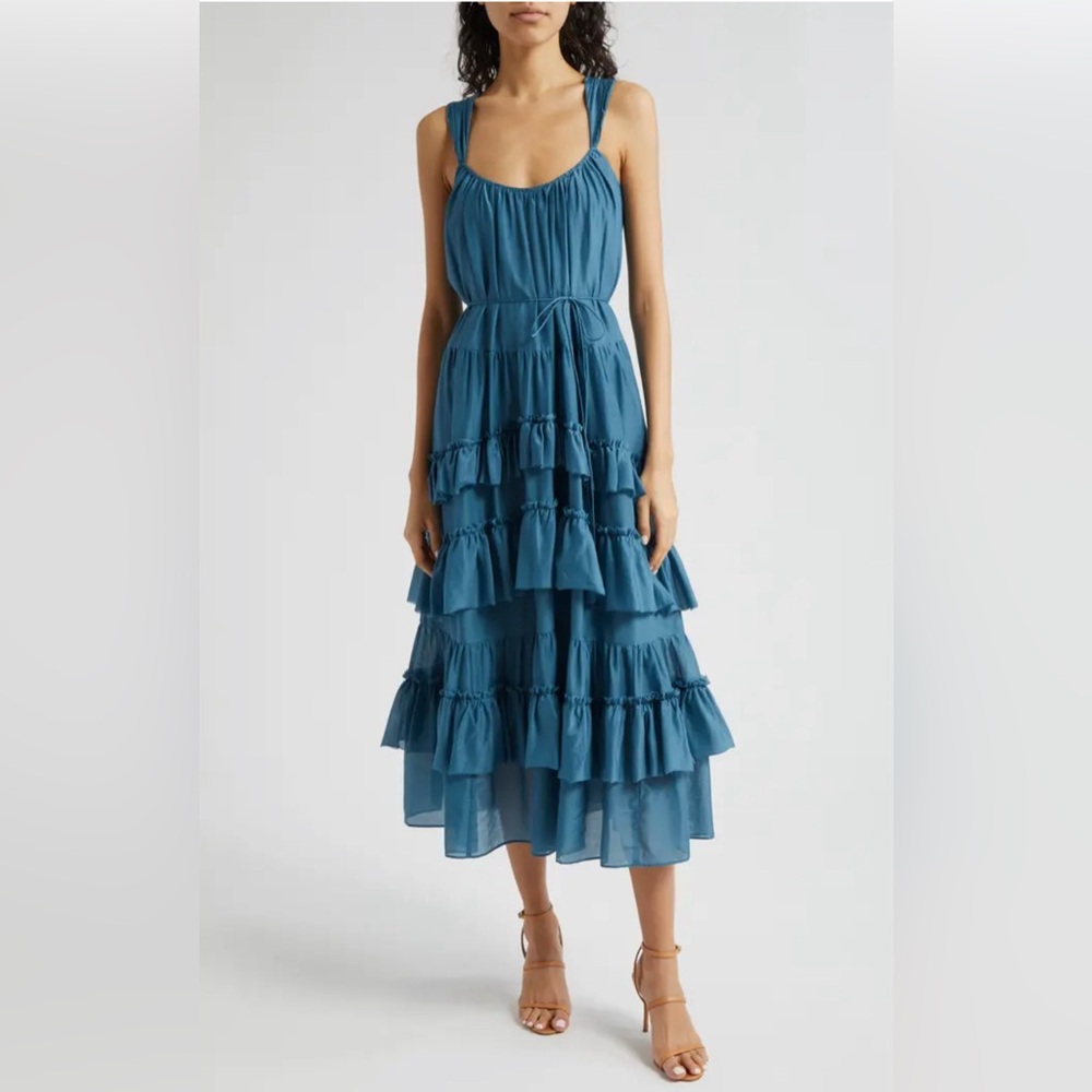 Kandra Ruffle Tiered Cotton & Silk Blend Dress